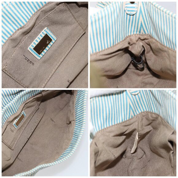 FENDI Zucca Canvas Chef bag Shoulder Bag Blue Gold Auth - Picture 15 of 16